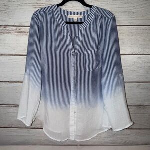 Women's Blue and White Striped Top